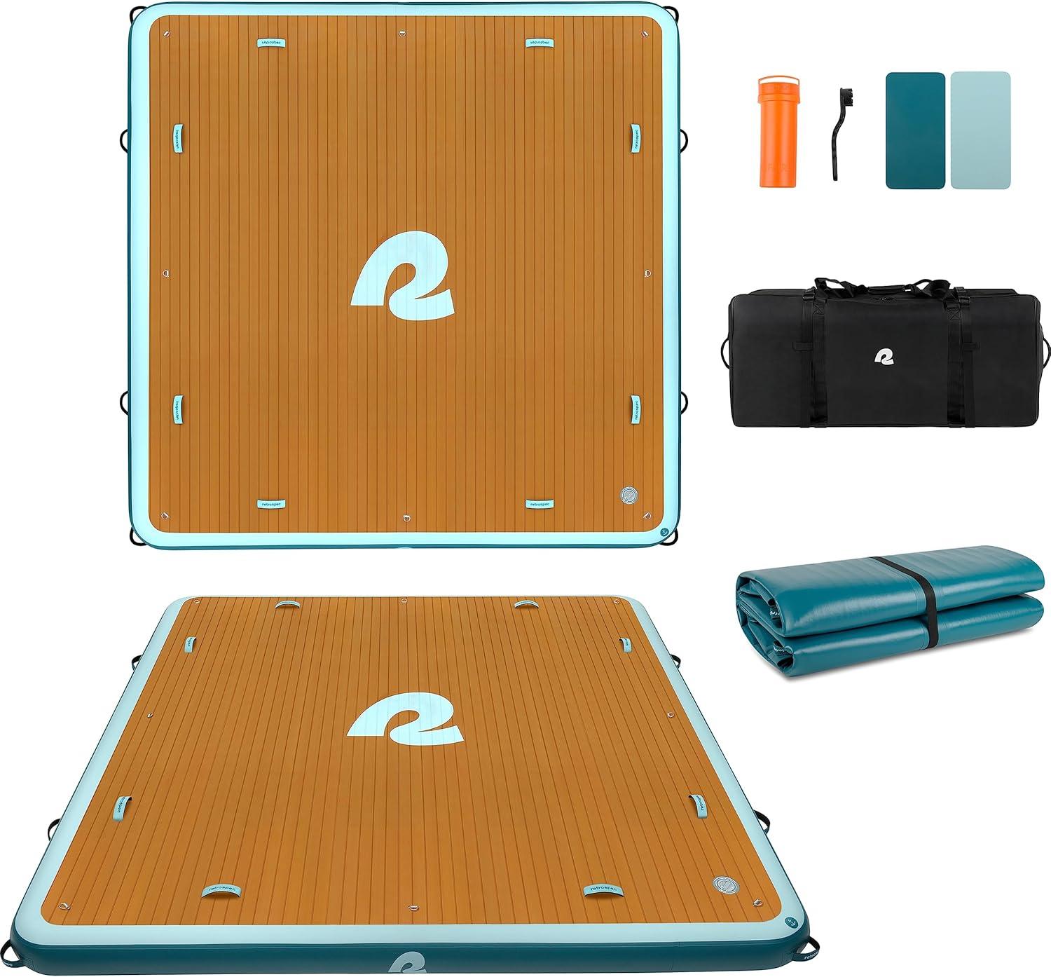 Retrospec Siesta Dock 7′ & 10′ XL Inflatable Floating Platform – Lake ...