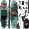 image:imageRetrospec Weekender Plus 10 Inflatable Stand Up Paddleboard Double Layer PVC iSUP Bundle wCarrying case 3 Piece Adjustable Aluminum Paddle 3 Removable fins Pump and Cell Phone caseGrateful Dead