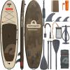 image:imageRetrospec Weekender Plus 10 Inflatable Stand Up Paddleboard Double Layer PVC iSUP Bundle wCarrying case 3 Piece Adjustable Aluminum Paddle 3 Removable fins Pump and Cell Phone caseBonsai Camo