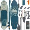 image:imageRetrospec Weekender Plus 10 Inflatable Stand Up Paddleboard Double Layer PVC iSUP Bundle wCarrying case 3 Piece Adjustable Aluminum Paddle 3 Removable fins Pump and Cell Phone caseRiver Ripple