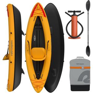 image:imageRetrospec Coaster Single amp Tandem Inflatable Kayak for Adults 220 amp 440lb Weight Capacity Lightweight with Paddle amp PumpSunglow