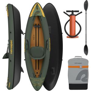 image:imageRetrospec Coaster Single amp Tandem Inflatable Kayak for Adults 220 amp 440lb Weight Capacity Lightweight with Paddle amp PumpWild Spruce