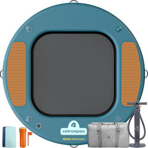image:imageRetrospec Siesta Hammock 8 amp 10 XL Inflatable Water Platform  Floating Dock with Cooling Mesh Center 660lb amp 1150lb Capacity PunctureResistant Pool Float for Adults Lake amp OceanCircle 8