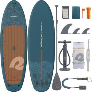 image:imageRetrospec Weekender Crew Inflatable Paddle Board  12ft amp 15ft XL MultiPerson iSUP with 400 amp 1050lb Capacity amp NoSlip Deck  Includes 2 Paddles amp Accessories