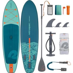 image:imageRetrospec Weekender Inflatable Stand Up Paddle Board Includes Paddle Pump and Accessories 106 Lightweight iSUP Puncture Resistant Inflatable Paddle Board for AdultsSeafoam Tide