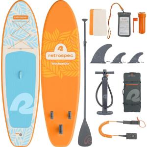 image:imageRetrospec Weekender Inflatable Stand Up Paddle Board Includes Paddle Pump and Accessories 106 Lightweight iSUP Puncture Resistant Inflatable Paddle Board for AdultsCreamsicle 1