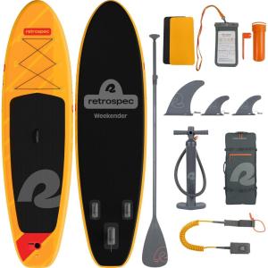 image:imageRetrospec Weekender Inflatable Stand Up Paddle Board Includes Paddle Pump and Accessories 106 Lightweight iSUP Puncture Resistant Inflatable Paddle Board for AdultsSunglow 1