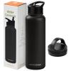 image:imageRetrospec Alder Insulated Water Bottle with Straw Lid amp Handle Cap  Stainless Steel Wide Mouth DoubleWall Vacuum Insulated Thermos  BPA Free Leakproof CanteenBlack