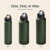 image:imageRetrospec Alder Insulated Water Bottle with Straw Lid amp Handle Cap  Stainless Steel Wide Mouth DoubleWall Vacuum Insulated Thermos  BPA Free Leakproof CanteenOlive Drab