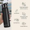 image:imageRetrospec Alder Insulated Water Bottle with Straw Lid amp Handle Cap  Stainless Steel Wide Mouth DoubleWall Vacuum Insulated Thermos  BPA Free Leakproof CanteenBlack