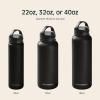 image:imageRetrospec Alder Insulated Water Bottle with Straw Lid amp Handle Cap  Stainless Steel Wide Mouth DoubleWall Vacuum Insulated Thermos  BPA Free Leakproof CanteenBlack