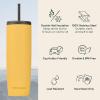 image:imageRetrospec Arroyo Stainless Steel Tumbler with Lid and Straw  Reusable Insulated Tumbler Cup  Iced Coffee Travel Mug  Double Walled Thermal TumblersMatte Honey
