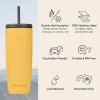 image:imageRetrospec Arroyo Stainless Steel Tumbler with Lid and Straw  Reusable Insulated Tumbler Cup  Iced Coffee Travel Mug  Double Walled Thermal TumblersMatte Honey