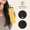 image:imageRetrospec Arroyo Stainless Steel Tumbler with Lid and Straw  Reusable Insulated Tumbler Cup  Iced Coffee Travel Mug  Double Walled Thermal TumblersMatte Honey