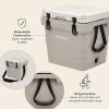image:imageRetrospec Palisade Rotomolded Cooler  Fully Insulated Portable Ice Chest with Built in Bottle Opener TieDown Slots amp Dry Goods Basket  Large Beach Camping amp Travel Coolers 25 45 amp 65qtDune