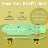 image:imageRetrospec Quip Mini Cruiser Skateboard 225 Classic Retro Plastic Cruiser Complete Skateboard with ABEC 7 Bearings and PU Wheels Compact Board wGrippy Molded Waffle DeckLark Green