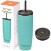 image:imageRetrospec Arroyo Stainless Steel Tumbler with Lid and Straw  Reusable Insulated Tumbler Cup  Iced Coffee Travel Mug  Double Walled Thermal TumblersMatte Blue Ridge