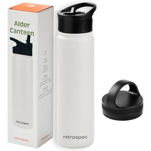 image:imageRetrospec Alder Insulated Water Bottle with Straw Lid amp Handle Cap  Stainless Steel Wide Mouth DoubleWall Vacuum Insulated Thermos  BPA Free Leakproof CanteenAbalone