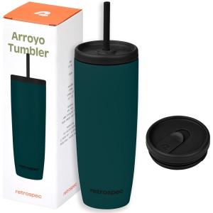 image:imageRetrospec Arroyo Stainless Steel Tumbler with Lid and Straw  Reusable Insulated Tumbler Cup  Iced Coffee Travel Mug  Double Walled Thermal TumblersMatte Superior Blue