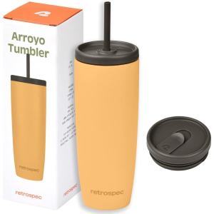 image:imageRetrospec Arroyo Stainless Steel Tumbler with Lid and Straw  Reusable Insulated Tumbler Cup  Iced Coffee Travel Mug  Double Walled Thermal TumblersMatte Honey
