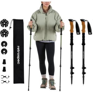 image:imageRetrospec Solstice Hiking Poles for Men amp Women  Adjustable and Collapsible Lightweight Walking amp Trekking Sticks  Aluminum wCork or Foam GripMatte Black