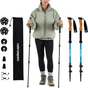image:imageRetrospec Solstice Hiking Poles for Men amp Women  Adjustable and Collapsible Lightweight Walking amp Trekking Sticks  Aluminum wCork or Foam GripPolar Blue