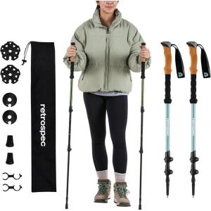 image:imageRetrospec Solstice Hiking Poles for Men amp Women  Adjustable and Collapsible Lightweight Walking amp Trekking Sticks  Aluminum wCork or Foam GripWinter Mint