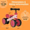 image:imageRetrospec Cricket Baby Balance Bike 4Wheel RideOn Toy for Ages 1224 Months  First Bike amp Toddler Bike for 1 Year Old Boys amp Girls First Birthday GiftBlush