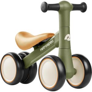 image:imageRetrospec Cricket 2 Baby Walker Balance Bike with 4 Wheels  Safe Learning Toy for Ages 1224 Months  ScratchResistant Indoor Outdoor Toddler Riding Toy with Steering Limit amp Soft GripsOlive Drab