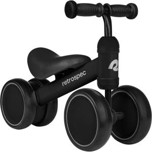 image:imageRetrospec Cricket Baby Balance Bike 4Wheel RideOn Toy for Ages 1224 Months  First Bike amp Toddler Bike for 1 Year Old Boys amp Girls First Birthday GiftBlack