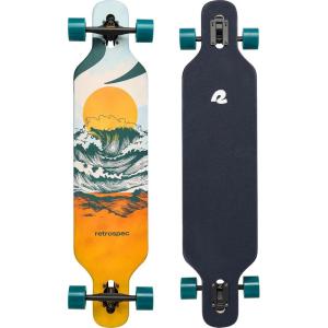 image:imageRetrospec Rift DropThrough Longboard Skateboard Complete Canadian Maple Wood Cruiser wDropThrough Trucks for Commuting Cruising Carving amp Downhill RidingRip Current
