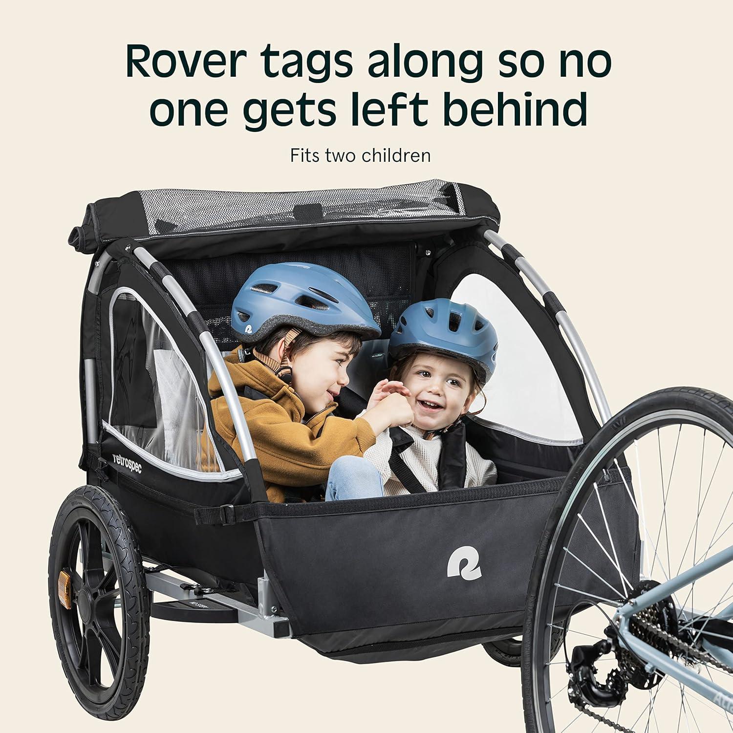 Retrospec Rover Kids Bicycle Trailer Single and Double Passenger ...