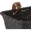 image:imageCane Woven Rectangular Toto Basket with Authentic Leather Straps and Brass BucklesBlack