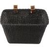 image:imageCane Woven Rectangular Toto Basket with Authentic Leather Straps and Brass BucklesBlack