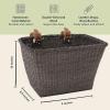 image:imageCane Woven Rectangular Toto Basket with Authentic Leather Straps and Brass BucklesBlack