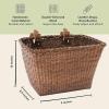 image:imageCane Woven Rectangular Toto Basket with Authentic Leather Straps and Brass BucklesDark Stain