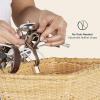 image:imageCane Woven Rectangular Toto Basket with Authentic Leather Straps and Brass BucklesNatural