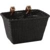image:imageCane Woven Rectangular Toto Basket with Authentic Leather Straps and Brass BucklesBlack