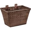 image:imageCane Woven Rectangular Toto Basket with Authentic Leather Straps and Brass BucklesDark Stain
