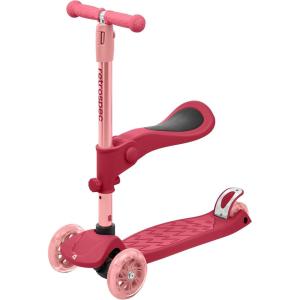 image:imageRetrospec Chipmunk Plus Kids Kick Scooter 3 Years  Height Adjustable 3 Wheel Scooters  Learn to Steer Foldable Seat LED Lights amp NoSlip DeckBubblegum