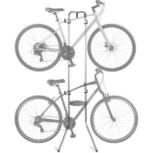 image:imageRetrospec Double Decker Vertical Garage Bike Rack  Free Standing Floor Storage Stand for 2 Bikes 80lb Capacity No Drilling Required  Adjustable Arms amp Rubber BumpersSilver