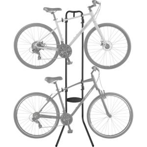 image:imageRetrospec Double Decker Vertical Garage Bike Rack  Free Standing Floor Storage Stand for 2 Bikes 80lb Capacity No Drilling Required  Adjustable Arms amp Rubber BumpersBlack