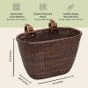 image:imageRetrospec Cane Woven Oval Dreamcatcher Basket with Authentic Leather Straps amp Brass BucklesDark Stain