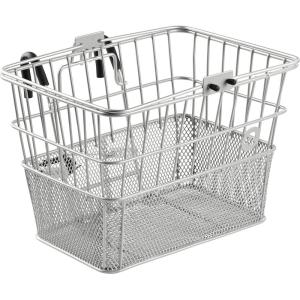 image:imageRetrospec Apollo Detachable Front Bike Basket Steel HalfMesh with Integrated Detachable Hooks and BuiltIn Handle Easy Assembly and Portability for BicyclesSilver