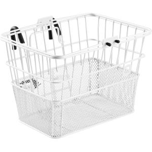 image:imageRetrospec Apollo Detachable Front Bike Basket Steel HalfMesh with Integrated Detachable Hooks and BuiltIn Handle Easy Assembly and Portability for BicyclesWhite