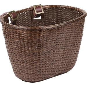 image:imageRetrospec Cane Woven Oval Dreamcatcher Basket with Authentic Leather Straps amp Brass BucklesDark Stain