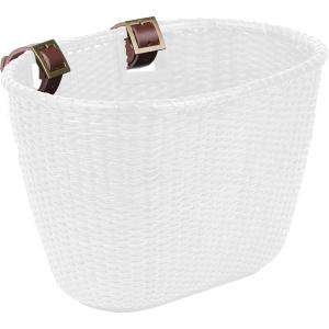 image:imageRetrospec Cane Woven Oval Dreamcatcher Basket with Authentic Leather Straps amp Brass BucklesWhite