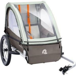 image:imageRetrospec Rover Plus Foldable Bike Trailer for Kids SingleDouble Passenger Child Bike Trailer with 5Point Safety Harness Reflective WeatherResistant Fabric and Safety Flag  Supports 4080 lbsMint