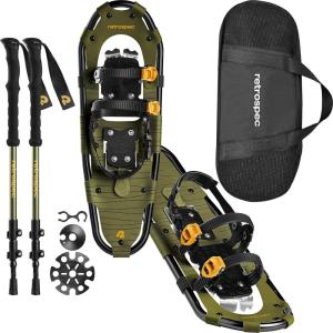 image:imageRetrospec Drifter Snowshoes amp Trekking Poles Bundle with Adjustable Bindings  Lightweight Aluminum Snow Shoes for Women amp Men  All Terrain Hiking amp Winter SportsOlive
