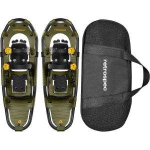 image:imageRetrospec Drifter Snowshoes for Women amp Men  Lightweight Aluminum Frame Snow Shoes with Double Ratchet Binding System Heel Lifts amp Carry Bag for All Terrain Hiking amp Winter SportsOlive